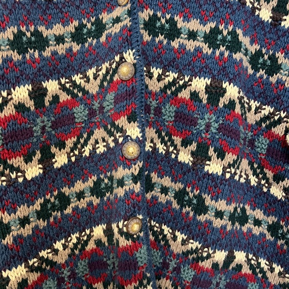Vintage L.L. Bean Sweater Womens Large Nordic Fair Isle Cardigan Made In USA 90s - Picture 4 of 10